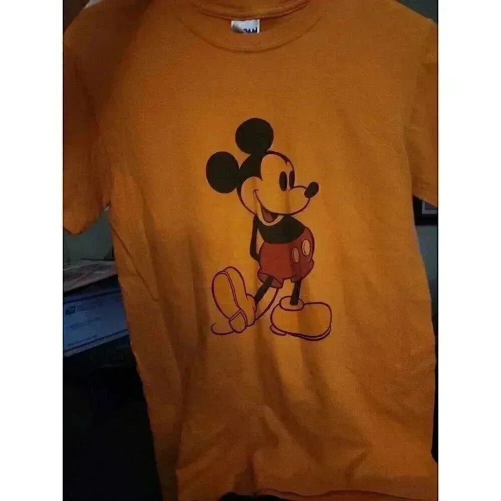 Disneyland Disney World Mickey Mouse T-Shirt Women's Large Orange Excellent CR2